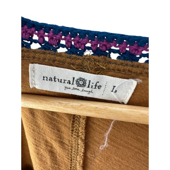 Natural Life Mustard Oversized Tunic Top Crochet Accent Dolman Sleeve Size Large - Picture 8 of 8